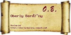 Oberly Berény névjegykártya